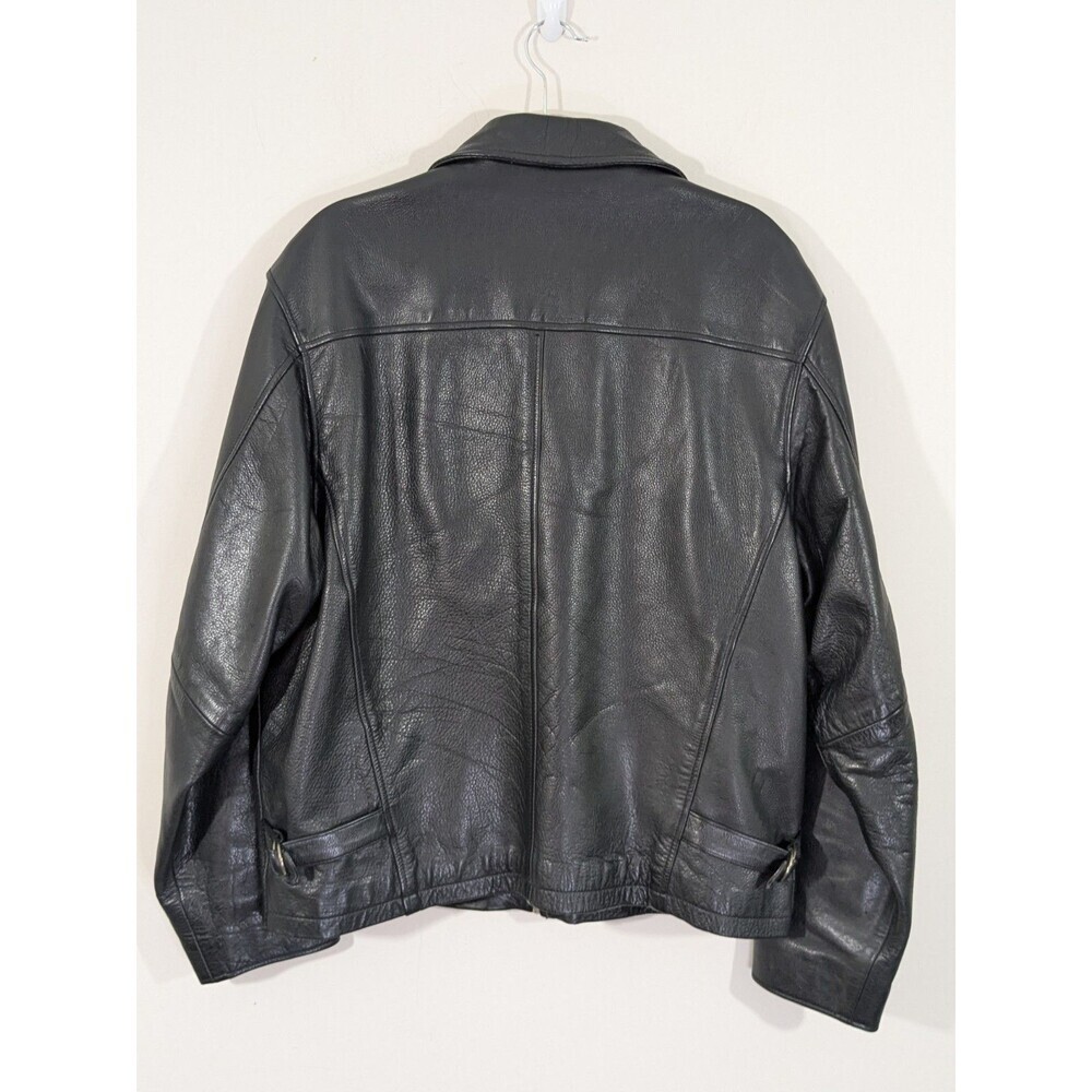 Vintage Wilsons Leather Men's M Motorcycle Jacket Black Leather Cafe Racer Zip - Picture 11 of 16